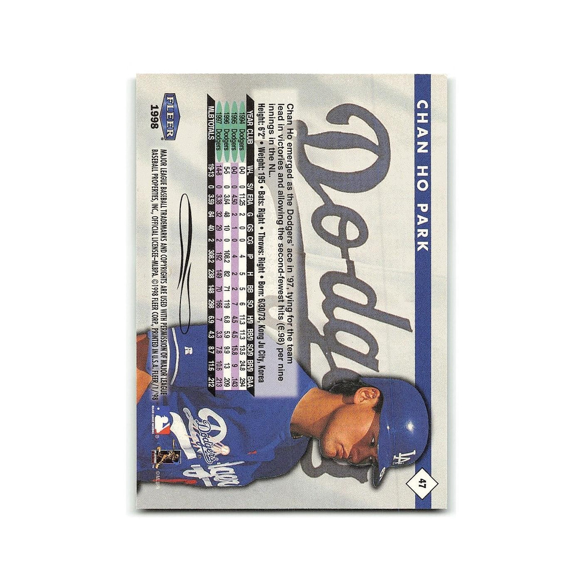 Chan Ho Park 1998 Fleer Tradition #47 Los Angeles Dodgers Baseball Card NM