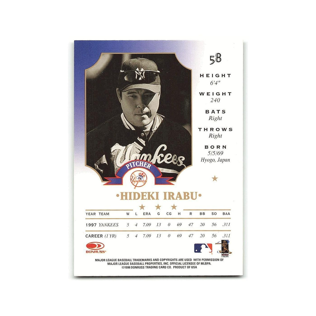 Hideki Irabu 1998 Leaf #58 New York Yankees Baseball Card NM