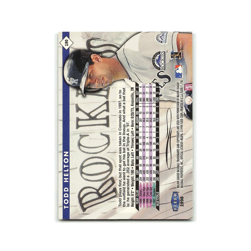 Todd Helton 1998 Fleer Tradition #190 Colorado Rockies Baseball Card NM