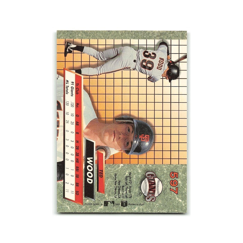 Ted Wood Rookie 1992 Fleer Ultra #597 San Francisco Giants Baseball Card NM