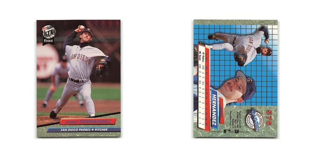 Jeremy Hernandez Rookie 1992 Fleer Ultra #576 San Diego Padres Baseball Card NM