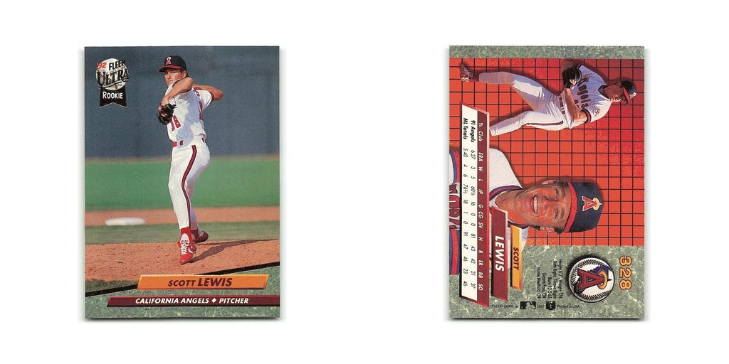 Scott Lewis Rookie 1992 Fleer Ultra #328 California Angels Baseball Card NM