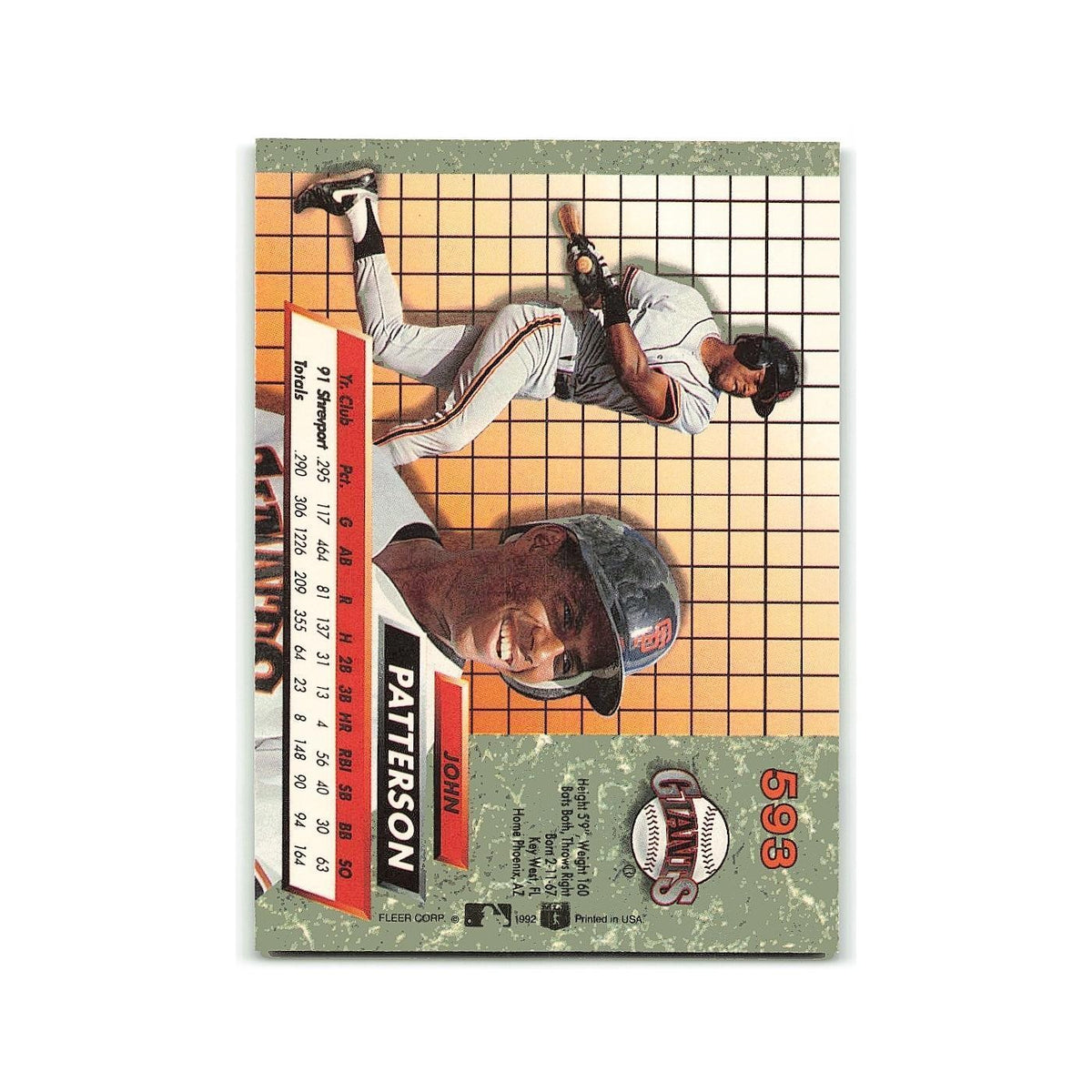 John Patterson Rookie 1992 Fleer Ultra #593 San Francisco Giants NM