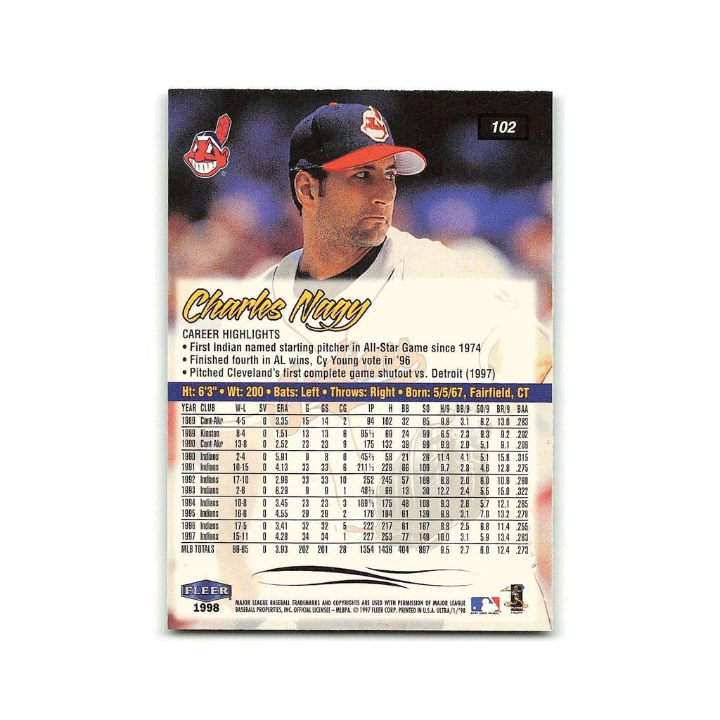 Charles Nagy 1998 Fleer Ultra #102 Cleveland Indians Baseball Card NM