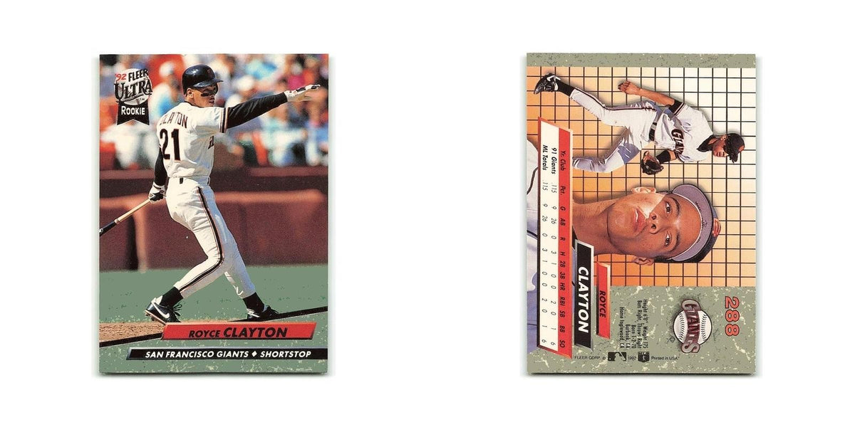 Royce Clayton Rookie 1992 Fleer Ultra #288 San Francisco Giants Baseball Card NM