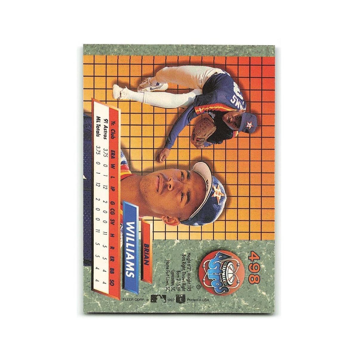 Brian Williams Rookie 1992 Fleer Ultra #498 Houston Astros Baseball Card NM