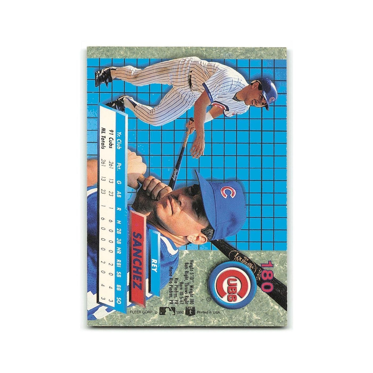 Rey Sanchez Rookie 1992 Fleer Ultra #180 Chicago Cubs Baseball Card NM