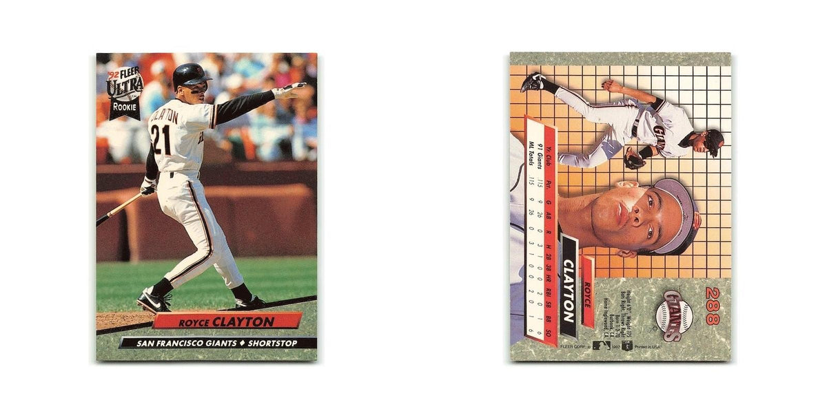 Royce Clayton Rookie 1992 Fleer Ultra #288 San Francisco Giants Baseball Card NM