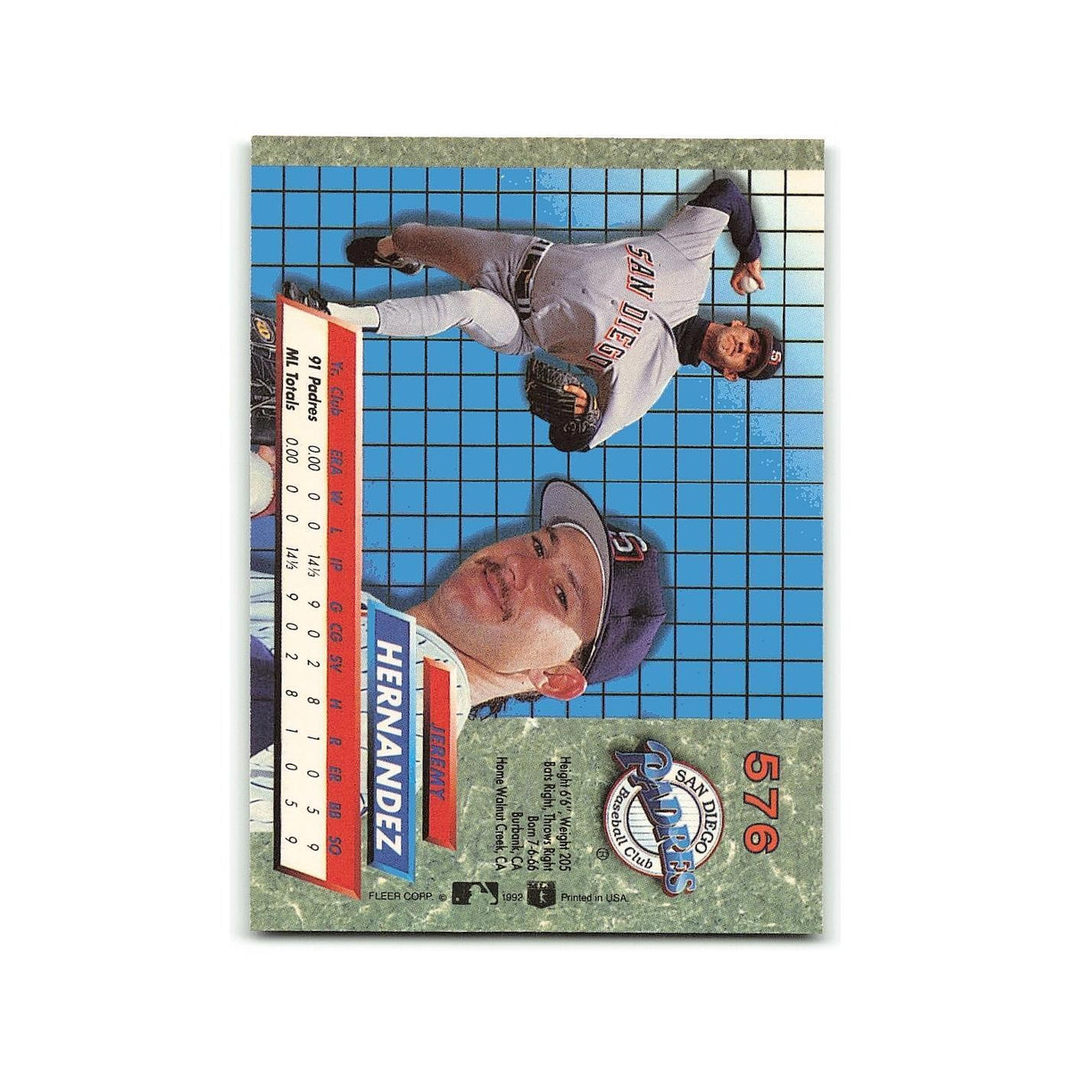 Jeremy Hernandez Rookie 1992 Fleer Ultra #576 San Diego Padres Baseball Card NM