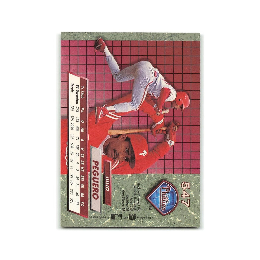 Julio Peguero Rookie 1992 Fleer Ultra #547 Philadelphia Phillies NM