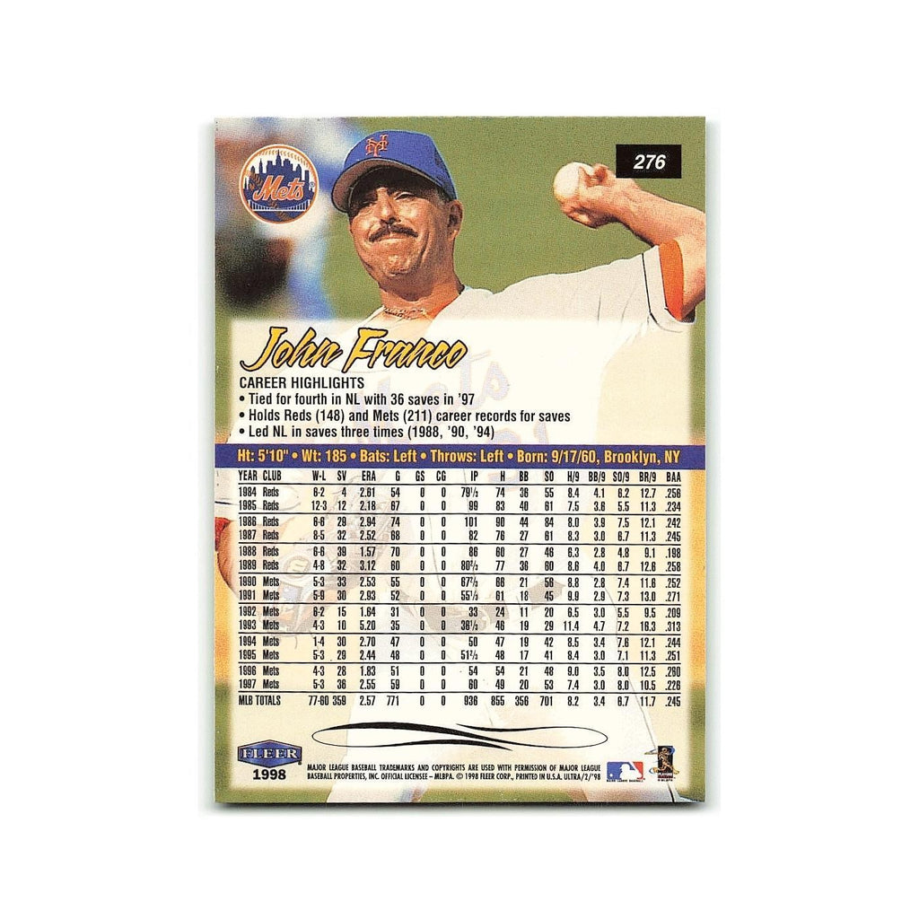 John Franco 1998 Fleer Ultra #276 New York Mets Baseball Card NM