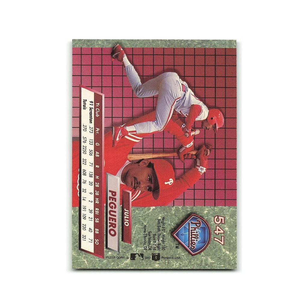 Julio Peguero Rookie 1992 Fleer Ultra #547 Philadelphia Phillies NM