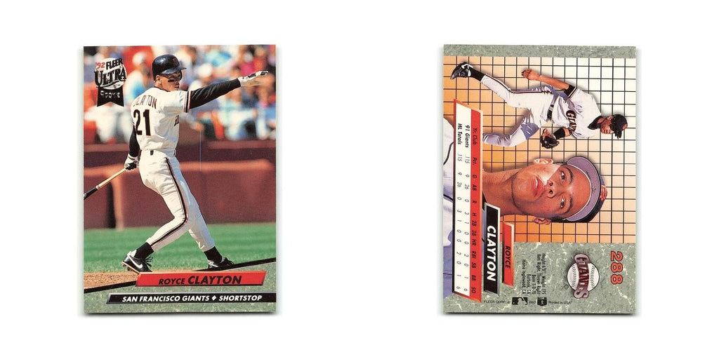 Royce Clayton Rookie 1992 Fleer Ultra #288 San Francisco Giants Baseball Card NM