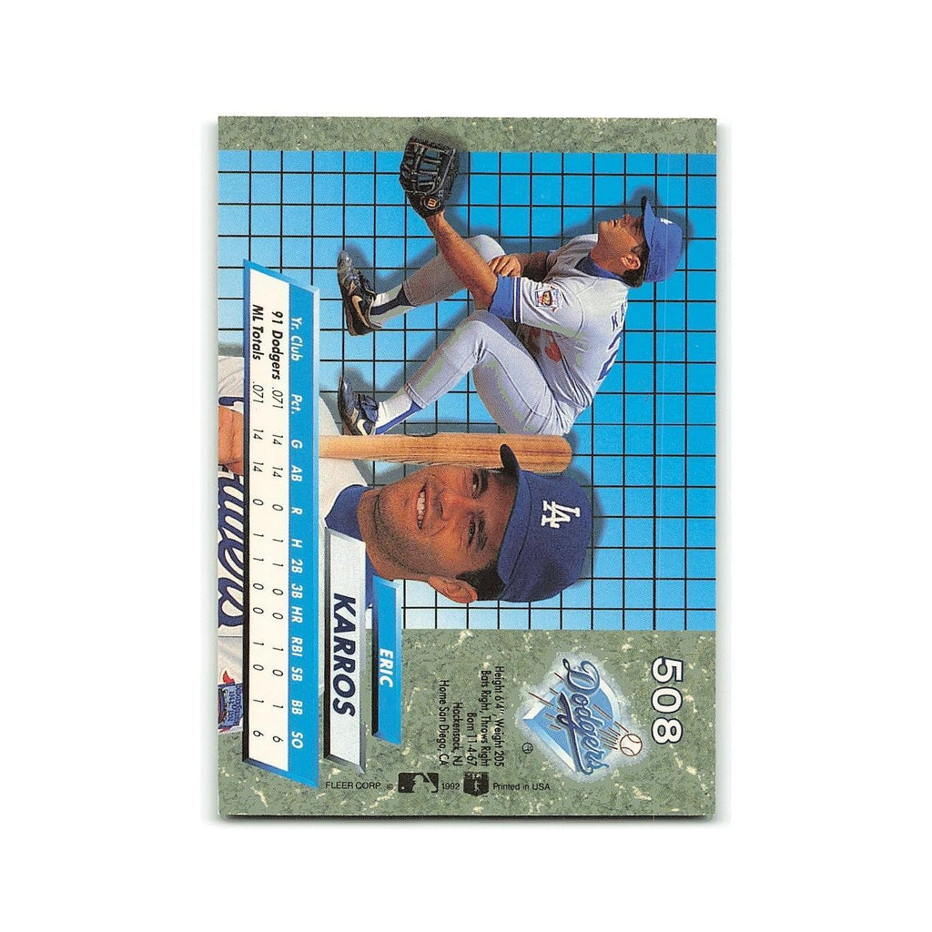 Eric Karros Rookie 1992 Fleer Ultra #508 Los Angeles Dodgers Baseball Card NM