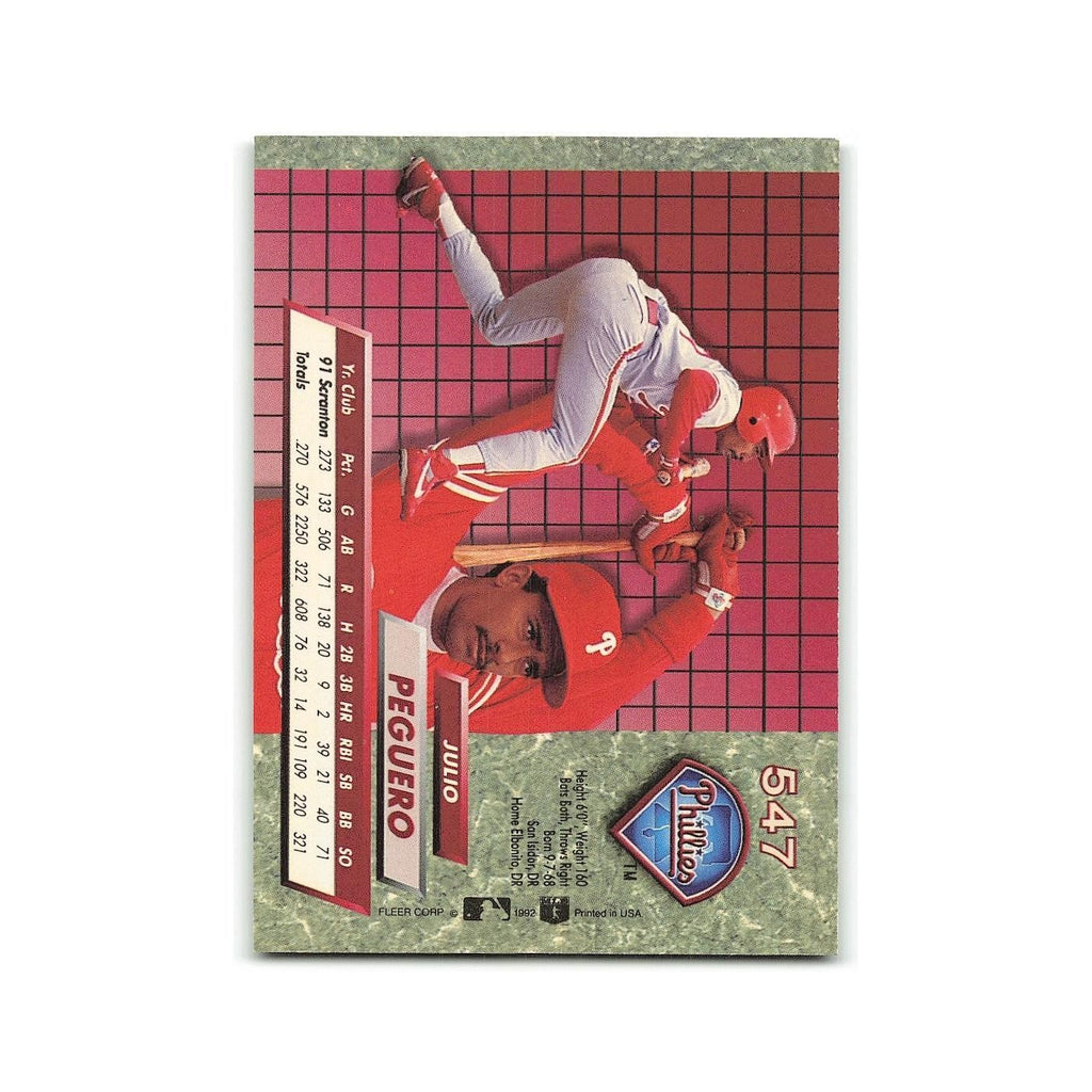 Julio Peguero Rookie 1992 Fleer Ultra #547 Philadelphia Phillies NM