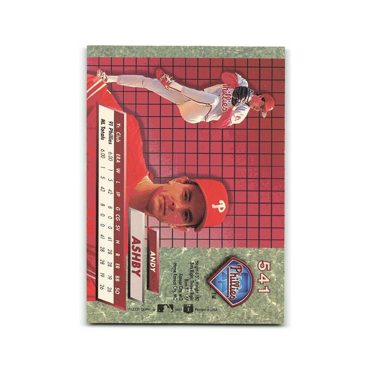 Andy Ashby Rookie 1992 Fleer Ultra #541 Philadelphia Phillies Baseball Card NM