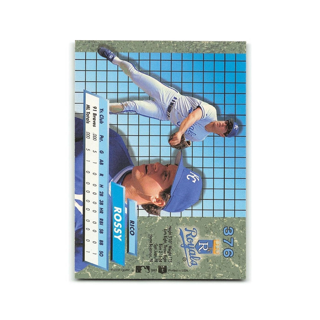 Rico Rossy Rookie 1992 Fleer Ultra #376 Kansas City Royals Baseball Card NM