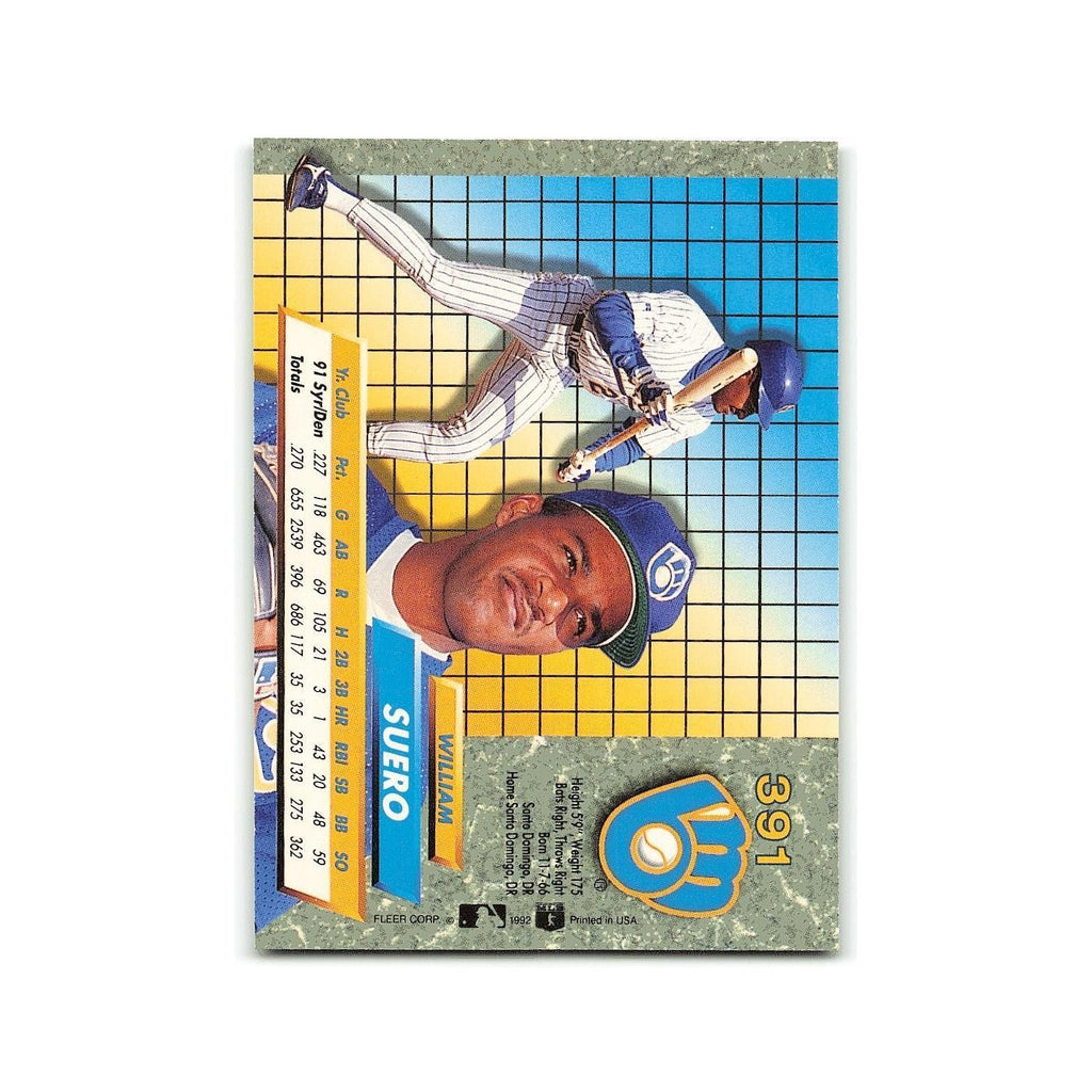 William Suero Rookie 1992 Fleer Ultra #391 Milwaukee Brewers Baseball Card NM