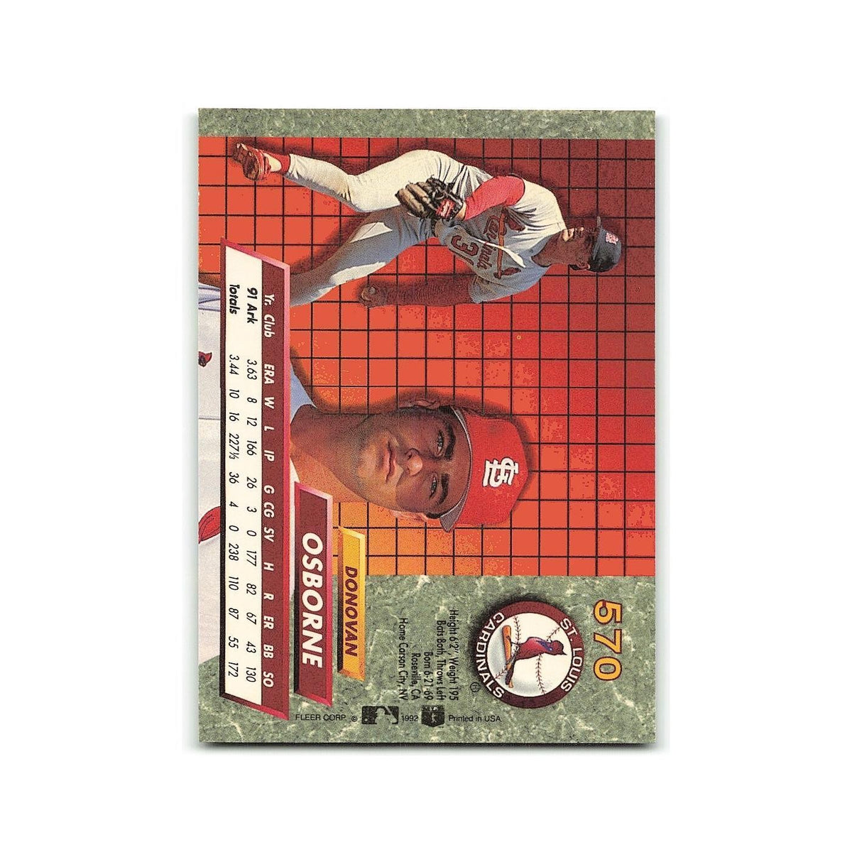 Donovan Osborne Rookie 1992 Fleer Ultra #570 St. Louis Cardinals NM