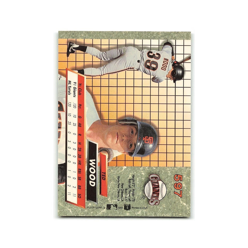 Ted Wood Rookie 1992 Fleer Ultra #597 San Francisco Giants Baseball Card NM