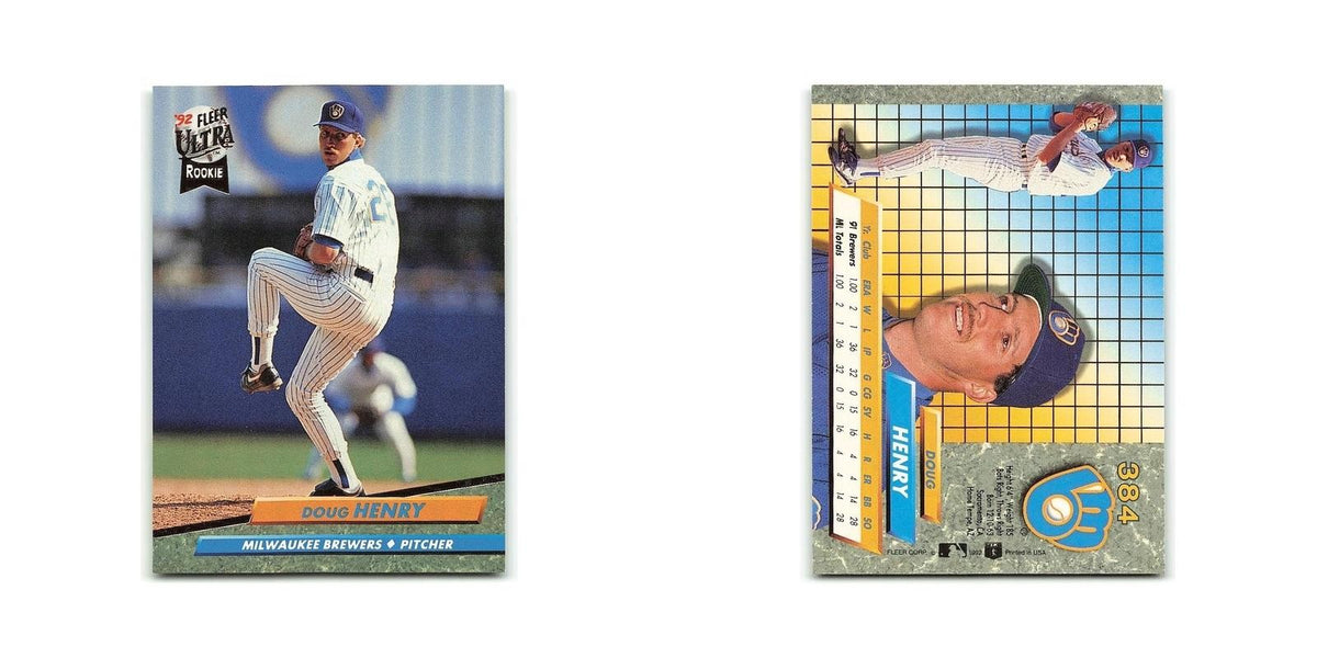 Doug Henry Rookie 1992 Fleer Ultra #384 Milwaukee Brewers Baseball Card NM