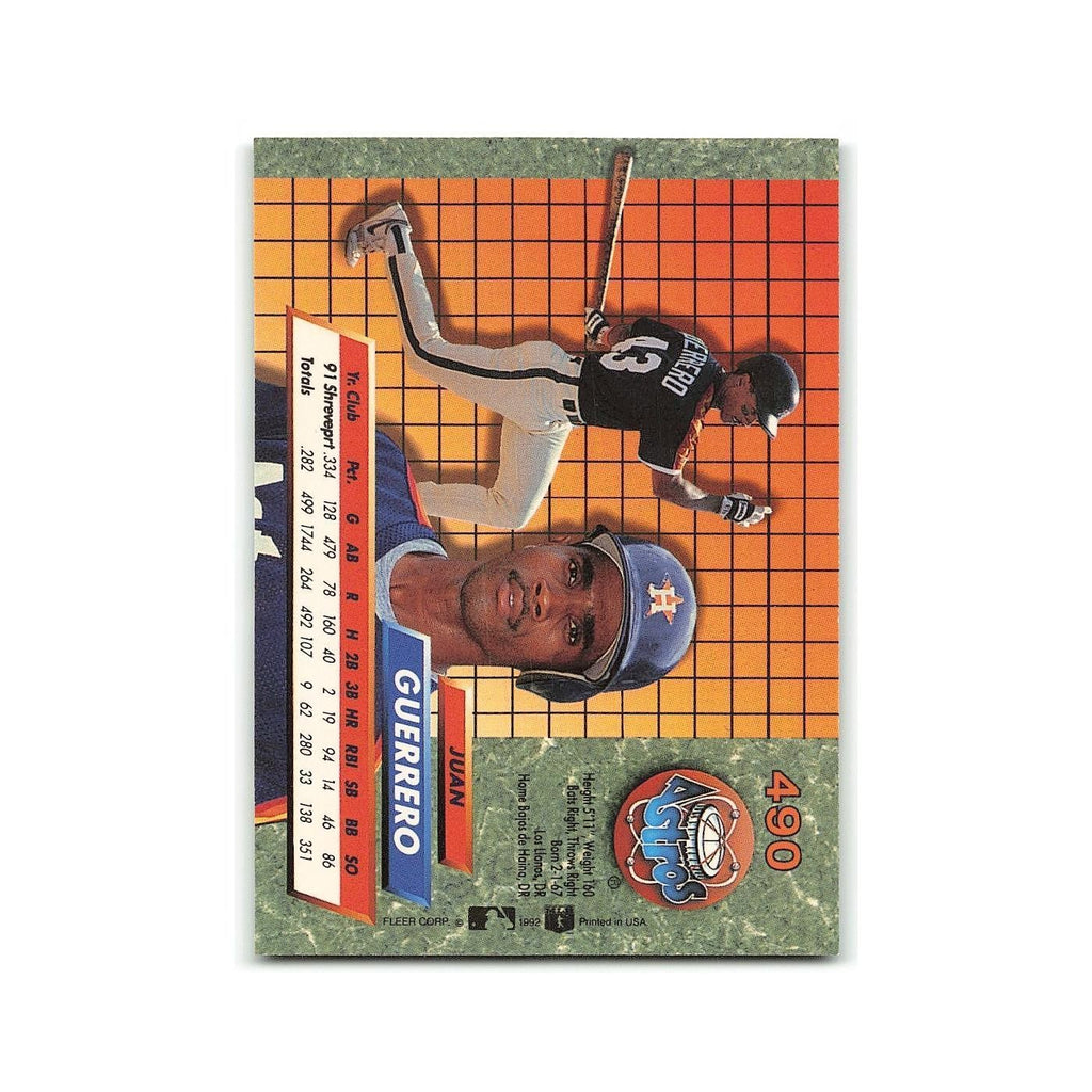 Juan Guerrero Rookie 1992 Fleer Ultra #490 Houston Astros Baseball Card NM
