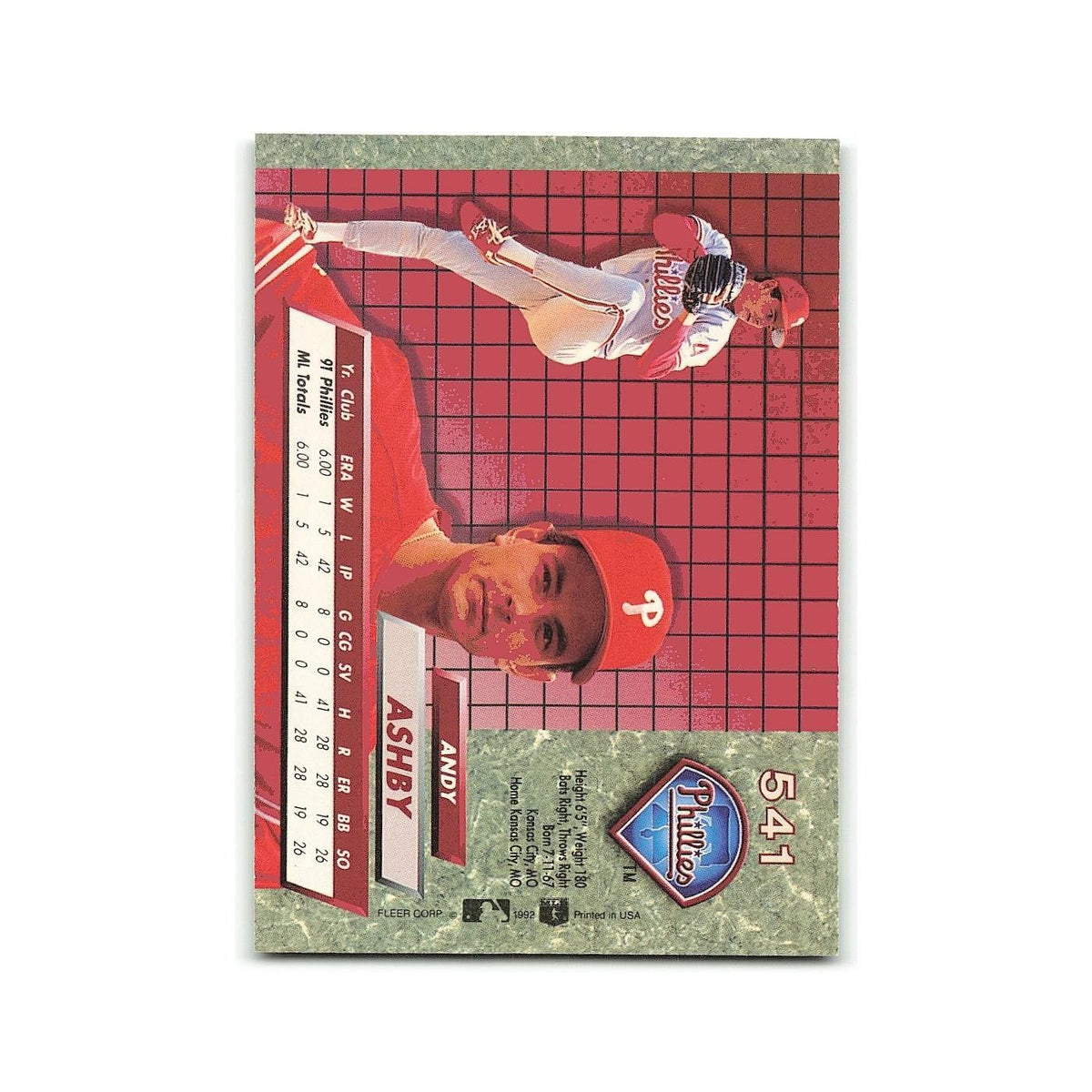 Andy Ashby Rookie 1992 Fleer Ultra #541 Philadelphia Phillies Baseball Card NM