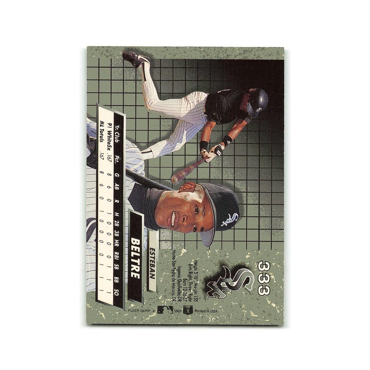 Esteban Beltre Rookie 1992 Fleer Ultra #333 Chicago White Sox Baseball Card NM