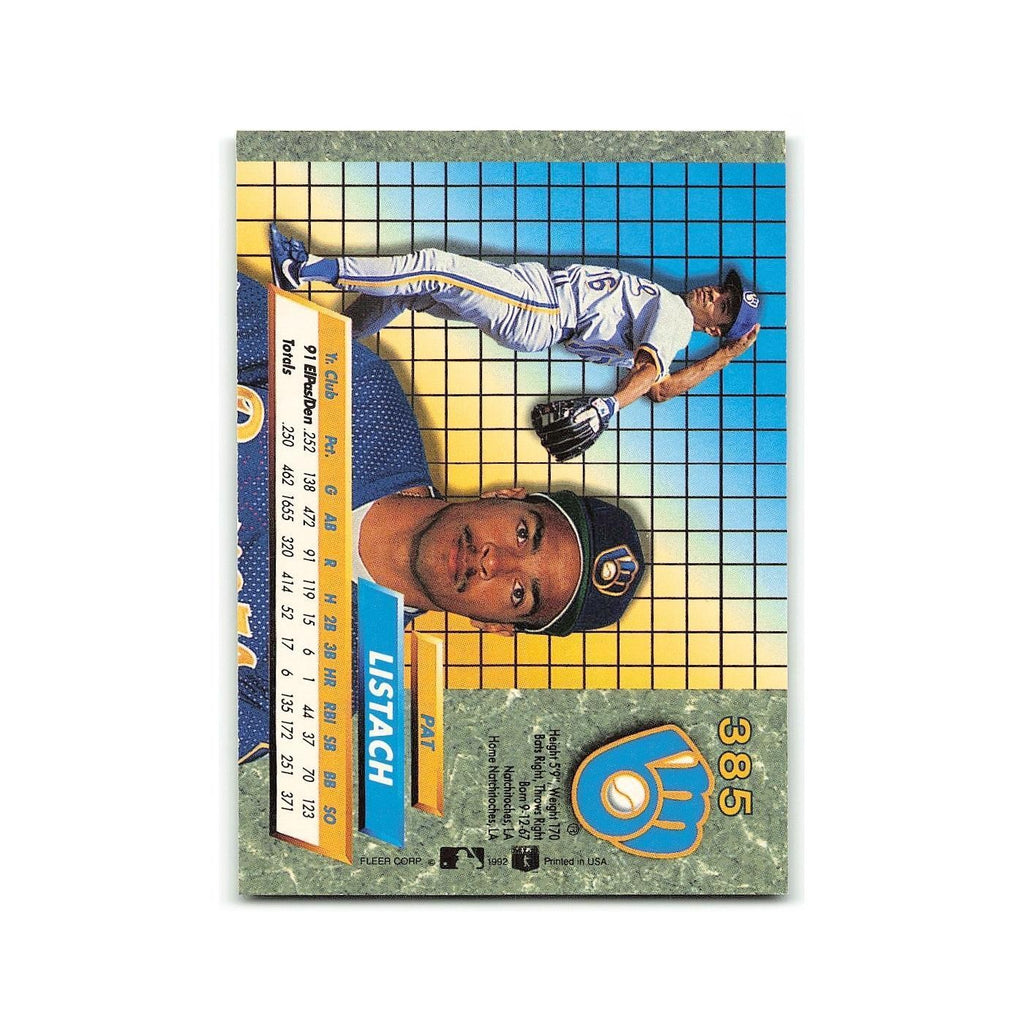 Pat Listach Rookie 1992 Fleer Ultra #385 Milwaukee Brewers Baseball Card NM
