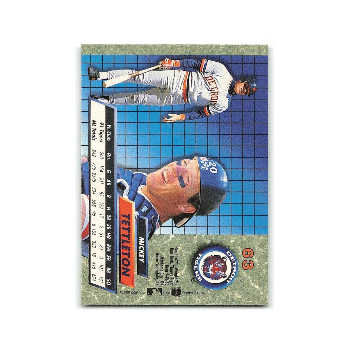 Mickey Tettleton 1992 Fleer Ultra #63 Detroit Tigers Baseball Card NM