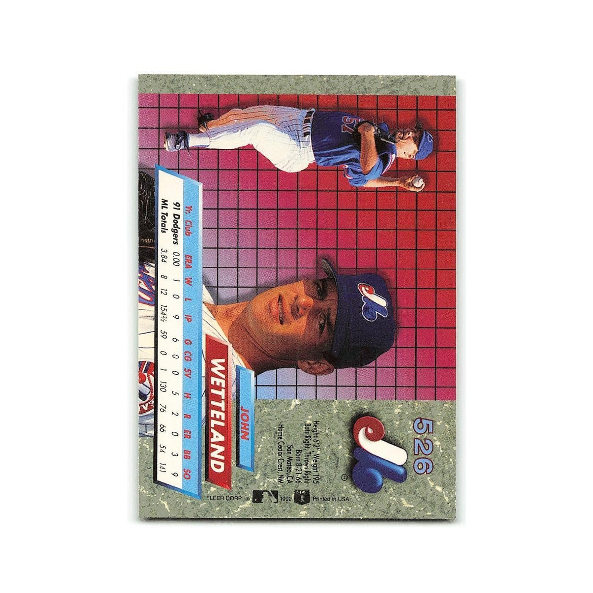 John Wetteland 1992 Fleer Ultra #526 Montreal Expos Baseball Card NM
