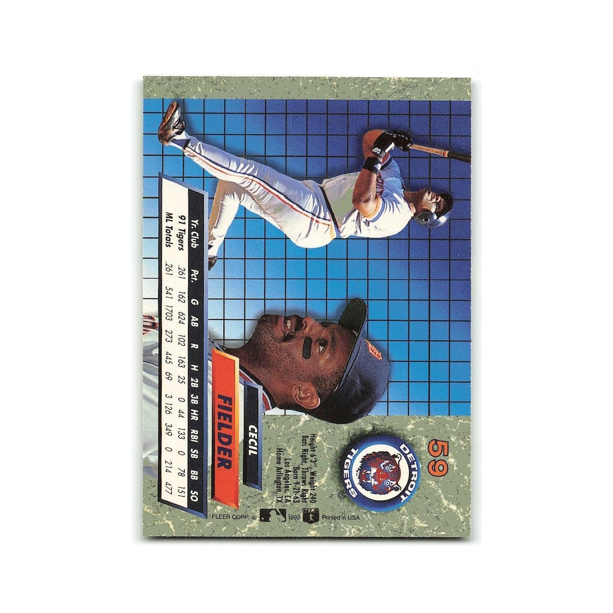Cecil Fielder 1992 Fleer Ultra #59 Detroit Tigers Baseball Card NM