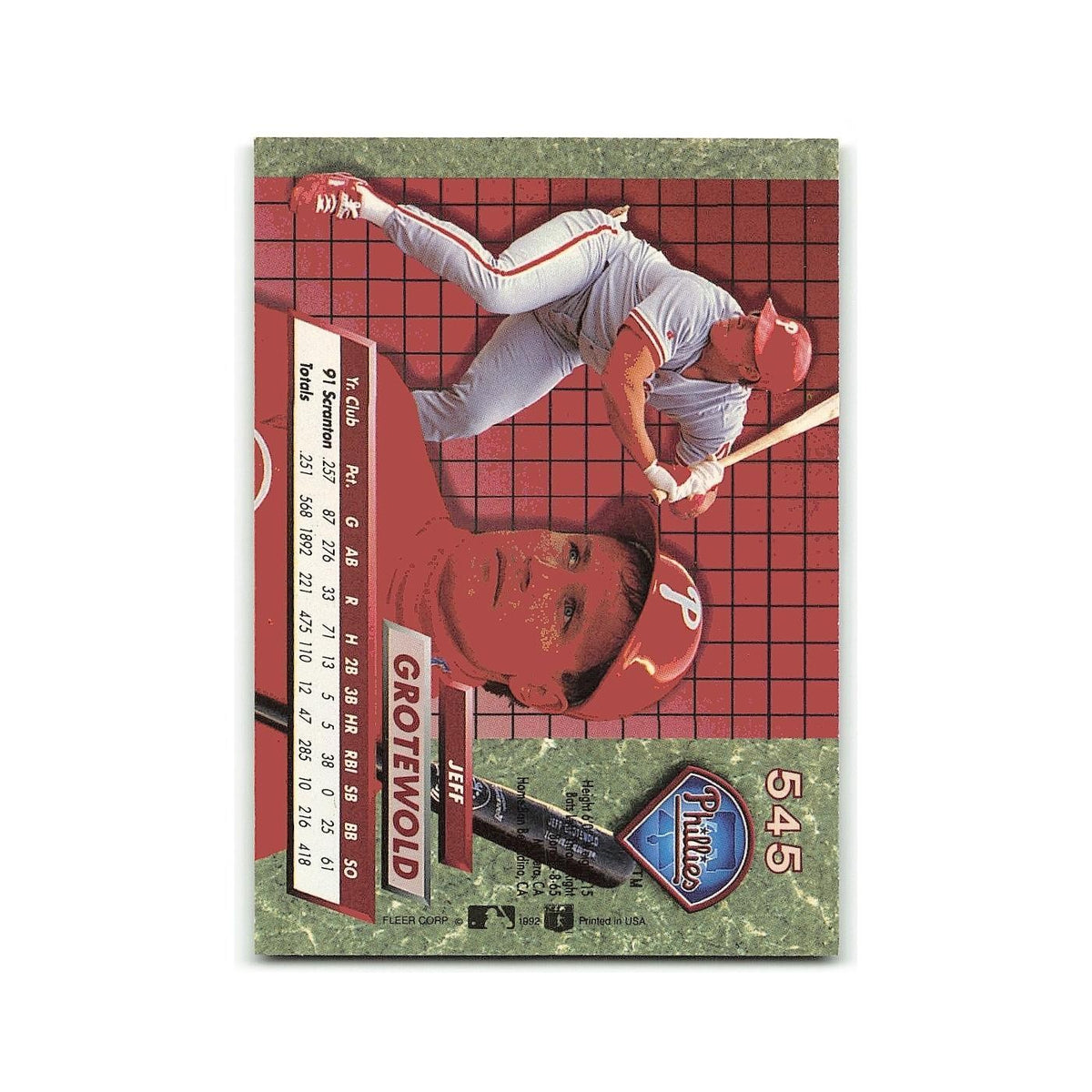 Jeff Grotewold Rookie 1992 Fleer Ultra #545 Philadelphia Phillies NM