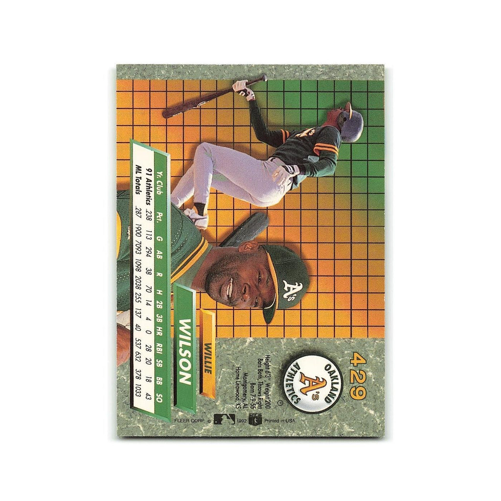 Willie Wilson 1992 Fleer Ultra #429 Oakland Athletics Baseball Card NM