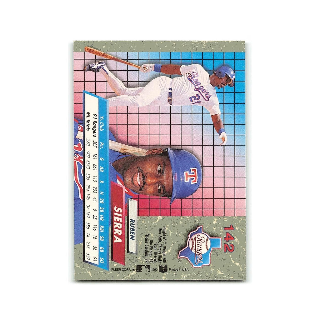 Ruben Sierra 1992 Fleer Ultra #142 Texas Rangers Baseball Card NM