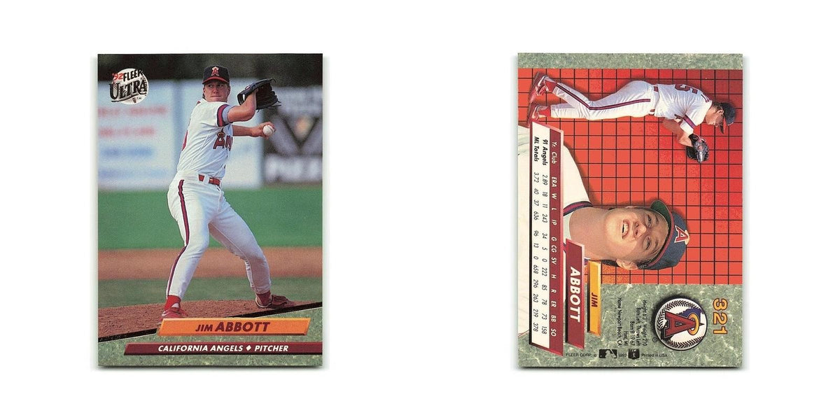 Jim Abbott 1992 Fleer Ultra #321 California Angels Baseball Card NM