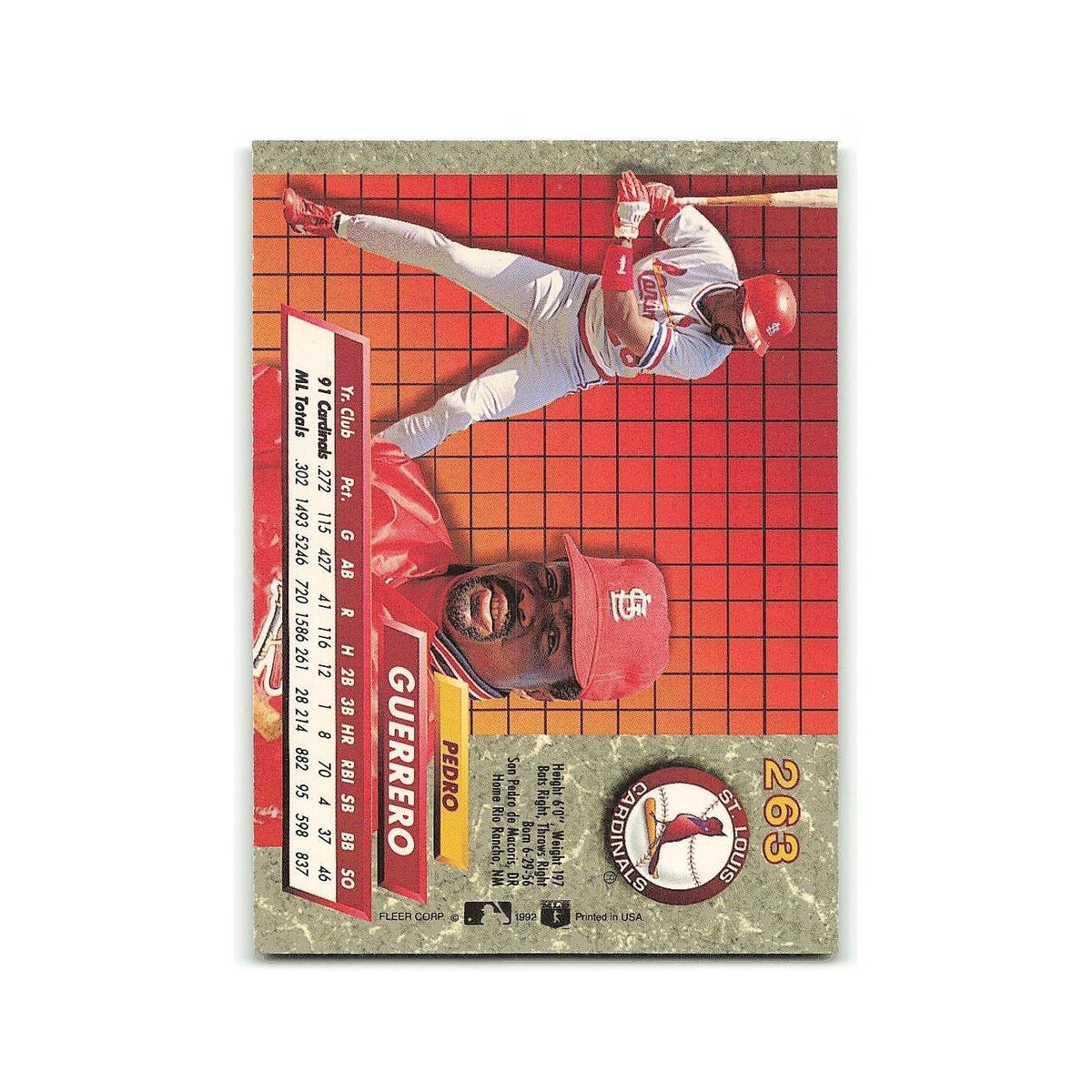 Pedro Guerrero 1992 Fleer Ultra #263 St. Louis Cardinals Baseball Card NM