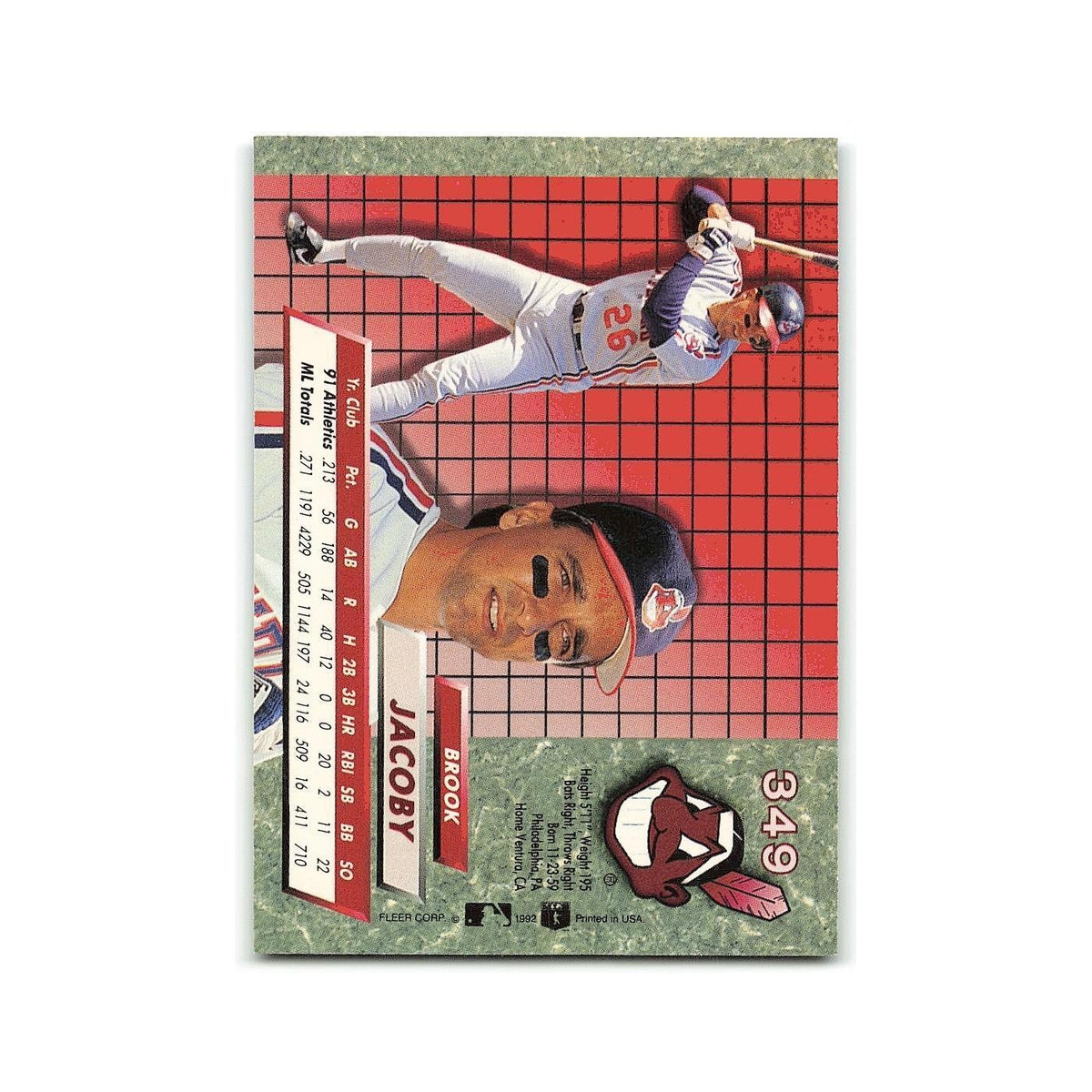 Brook Jacoby 1992 Fleer Ultra #349 Cleveland Indians Baseball Card NM