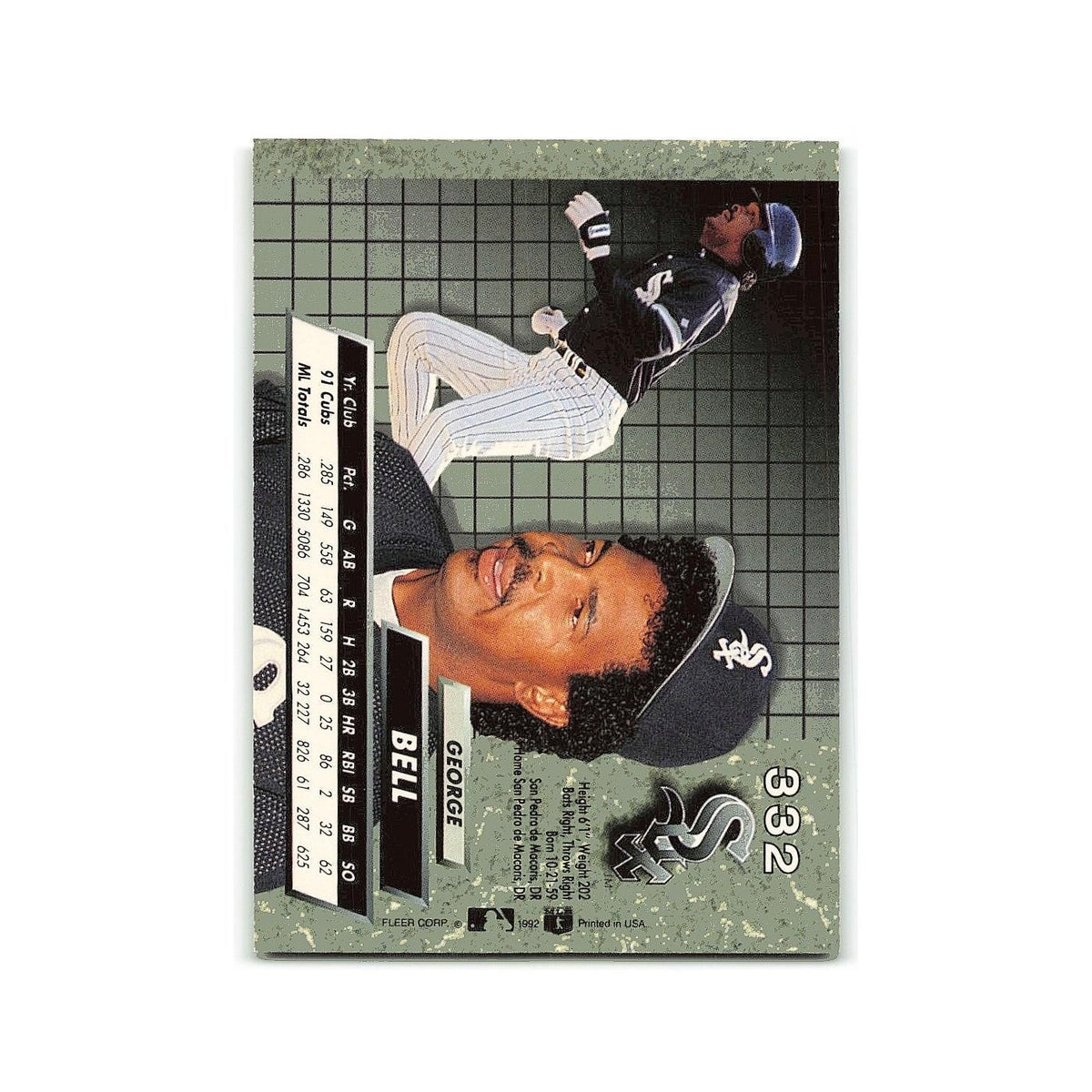 George Bell 1992 Fleer Ultra #332 Chicago White Sox Baseball Card NM