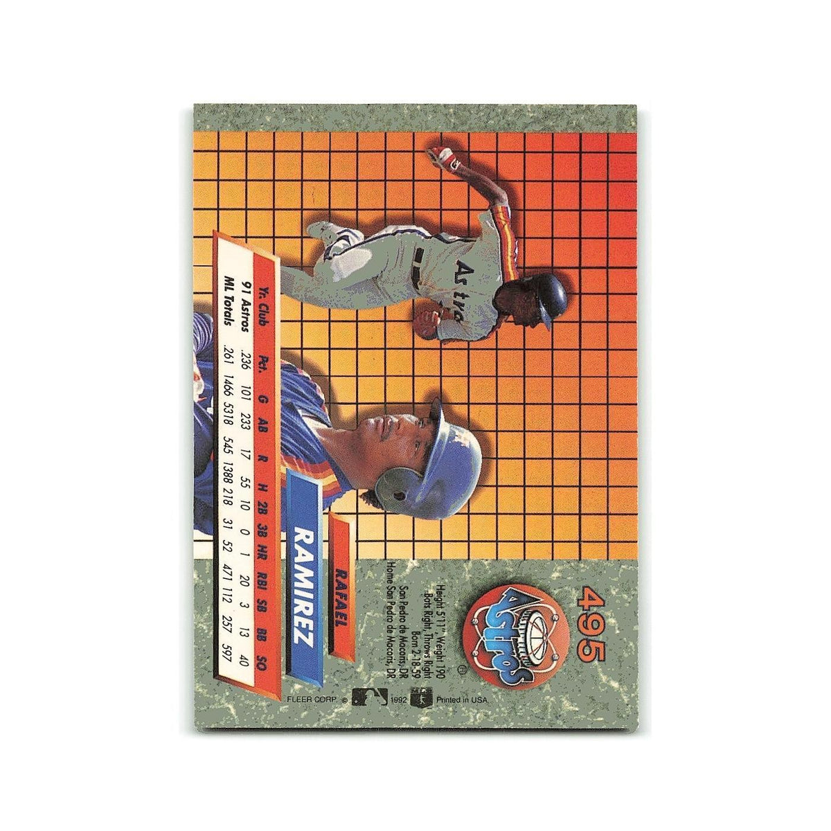 Rafael Ramirez 1992 Fleer Ultra #495 Houston Astros Baseball Card NM