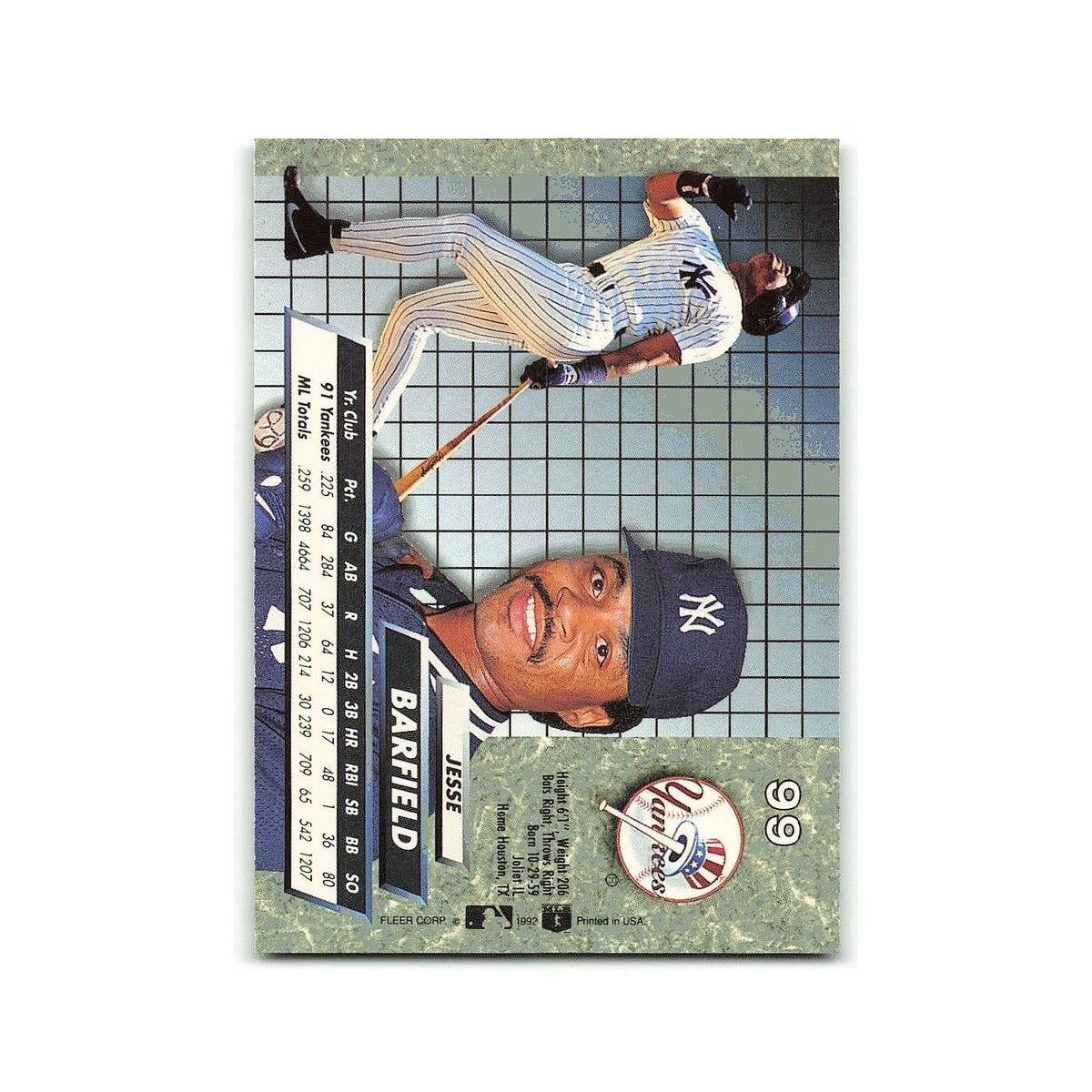 Jesse Barfield 1992 Fleer Ultra #99 New York Yankees Baseball Card NM