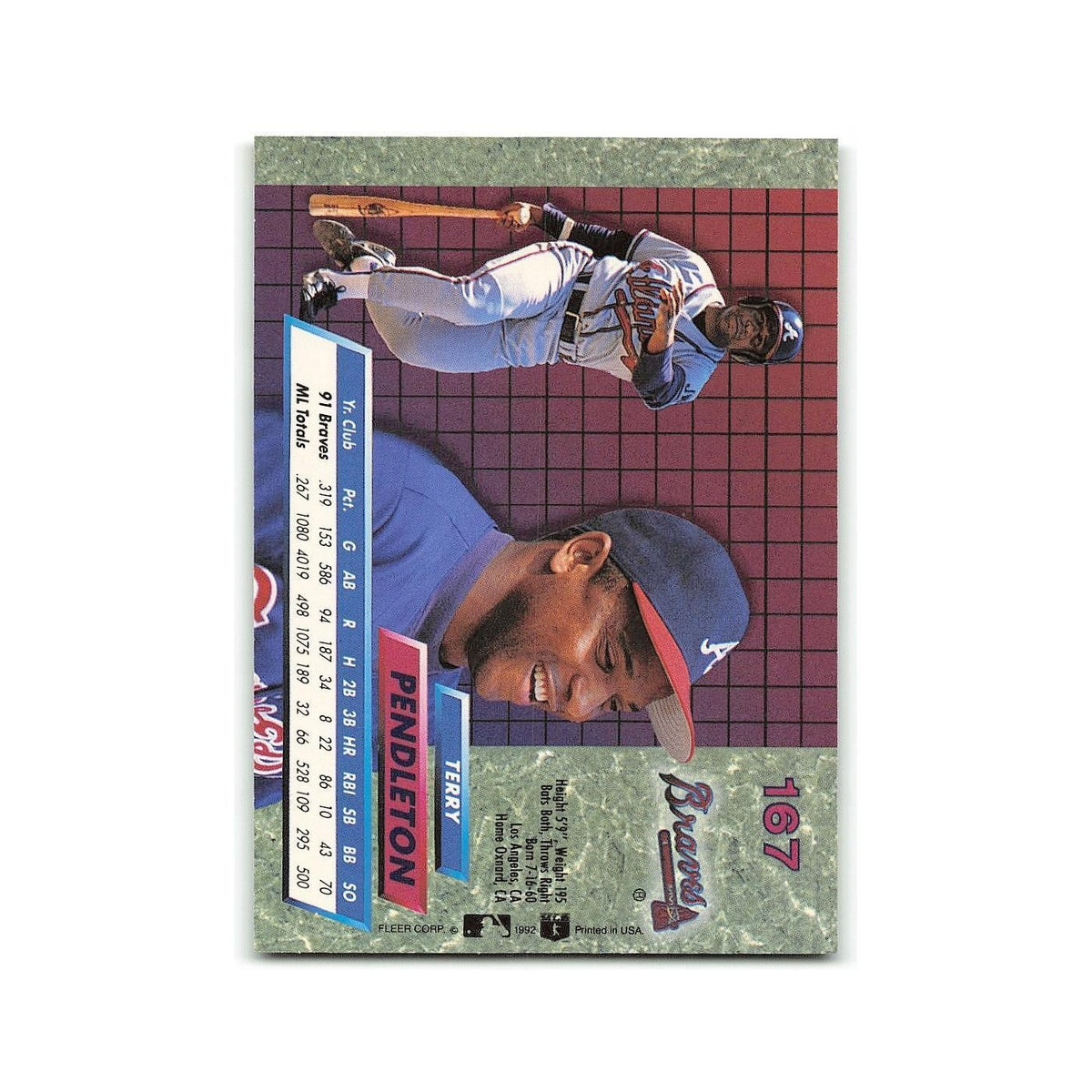 Terry Pendleton 1992 Fleer Ultra #167 Atlanta Braves Baseball Card NM