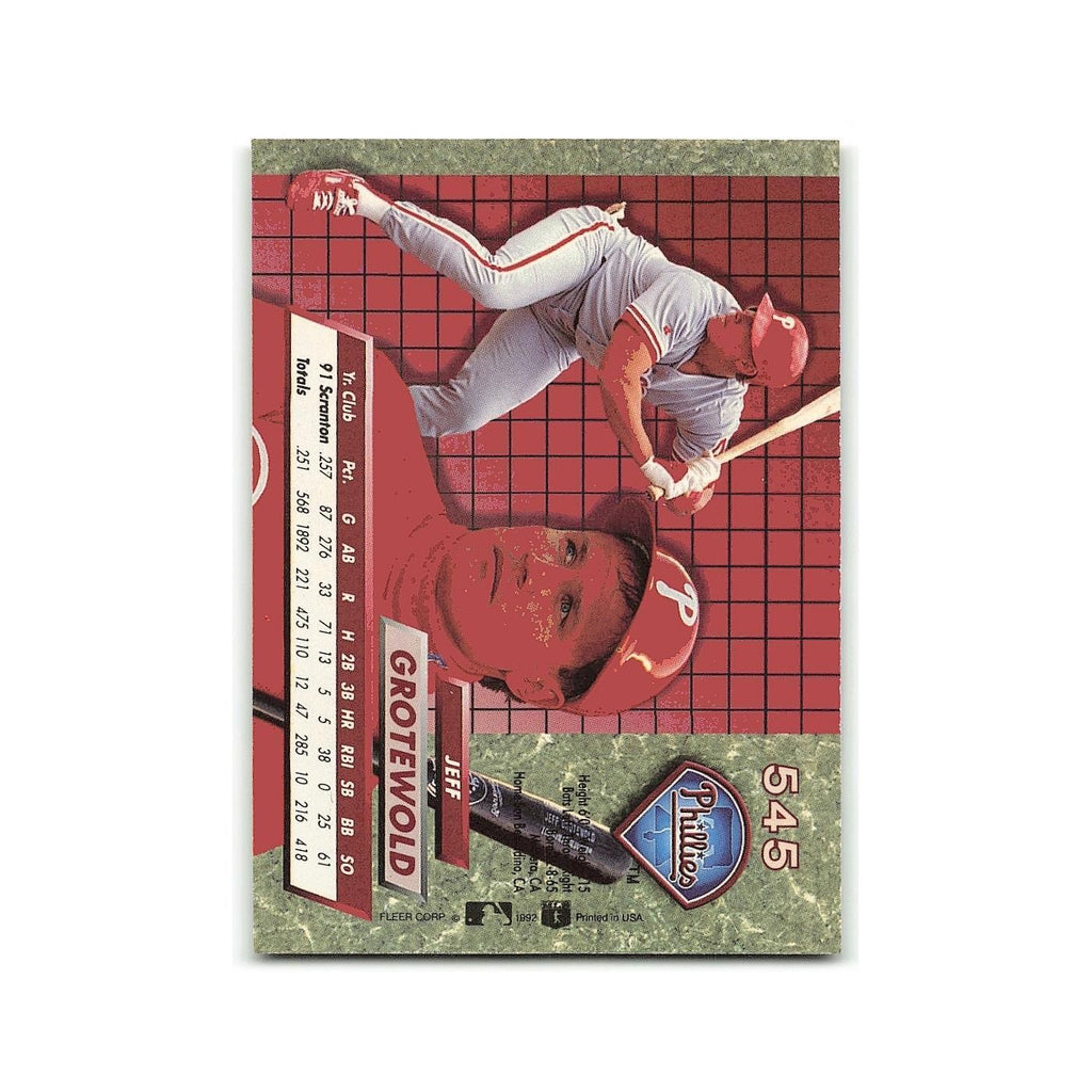 Jeff Grotewold Rookie 1992 Fleer Ultra #545 Philadelphia Phillies NM