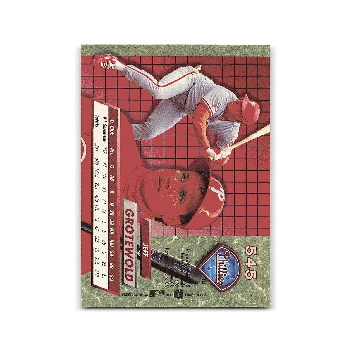 Jeff Grotewold Rookie 1992 Fleer Ultra #545 Philadelphia Phillies NM