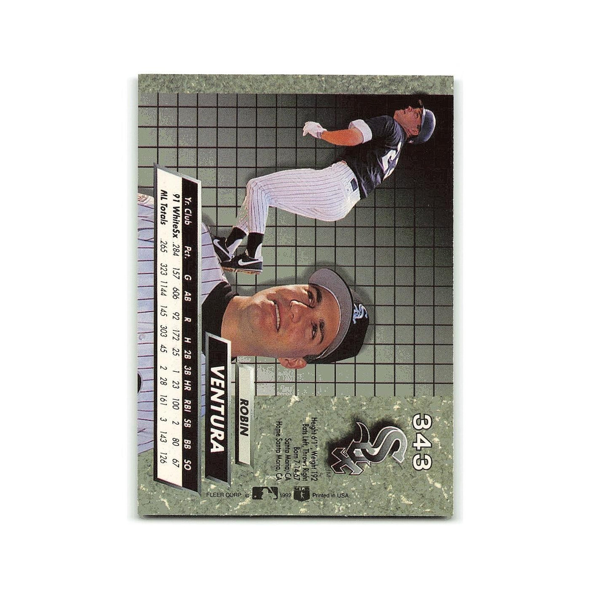 Robin Ventura 1992 Fleer Ultra #343 Chicago White Sox Baseball Card NM