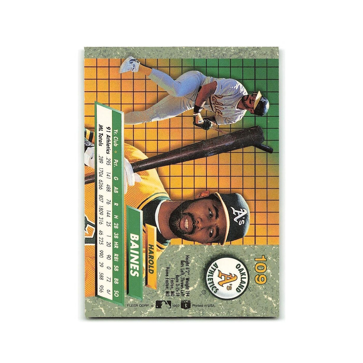 Harold Baines 1992 Fleer Ultra #109 Oakland Athletics Baseball Card NM
