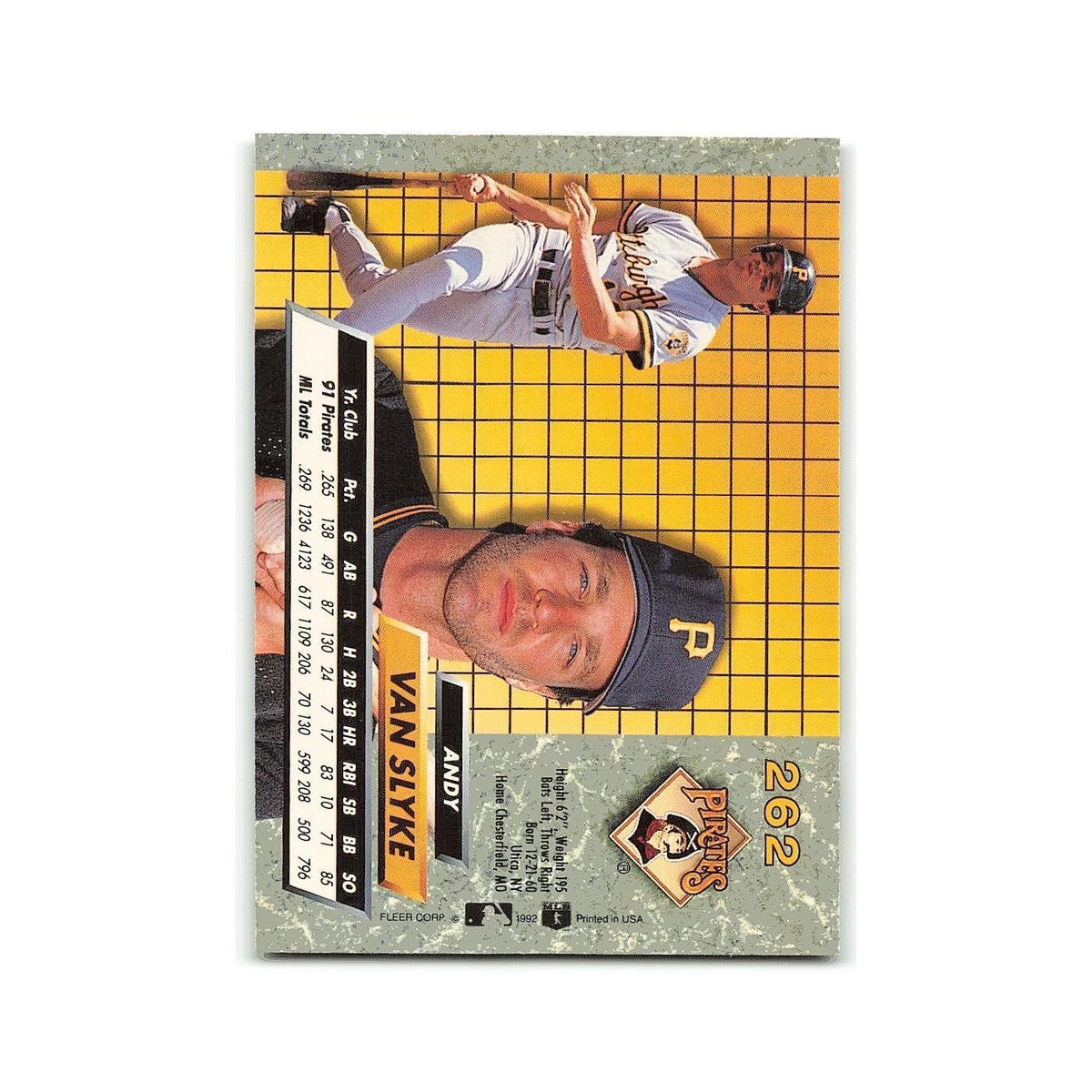 Andy Van Slyke 1992 Fleer Ultra #262 Pittsburgh Pirates Baseball Card NM