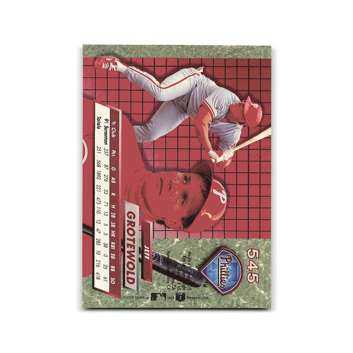 Jeff Grotewold Rookie 1992 Fleer Ultra #545 Philadelphia Phillies NM