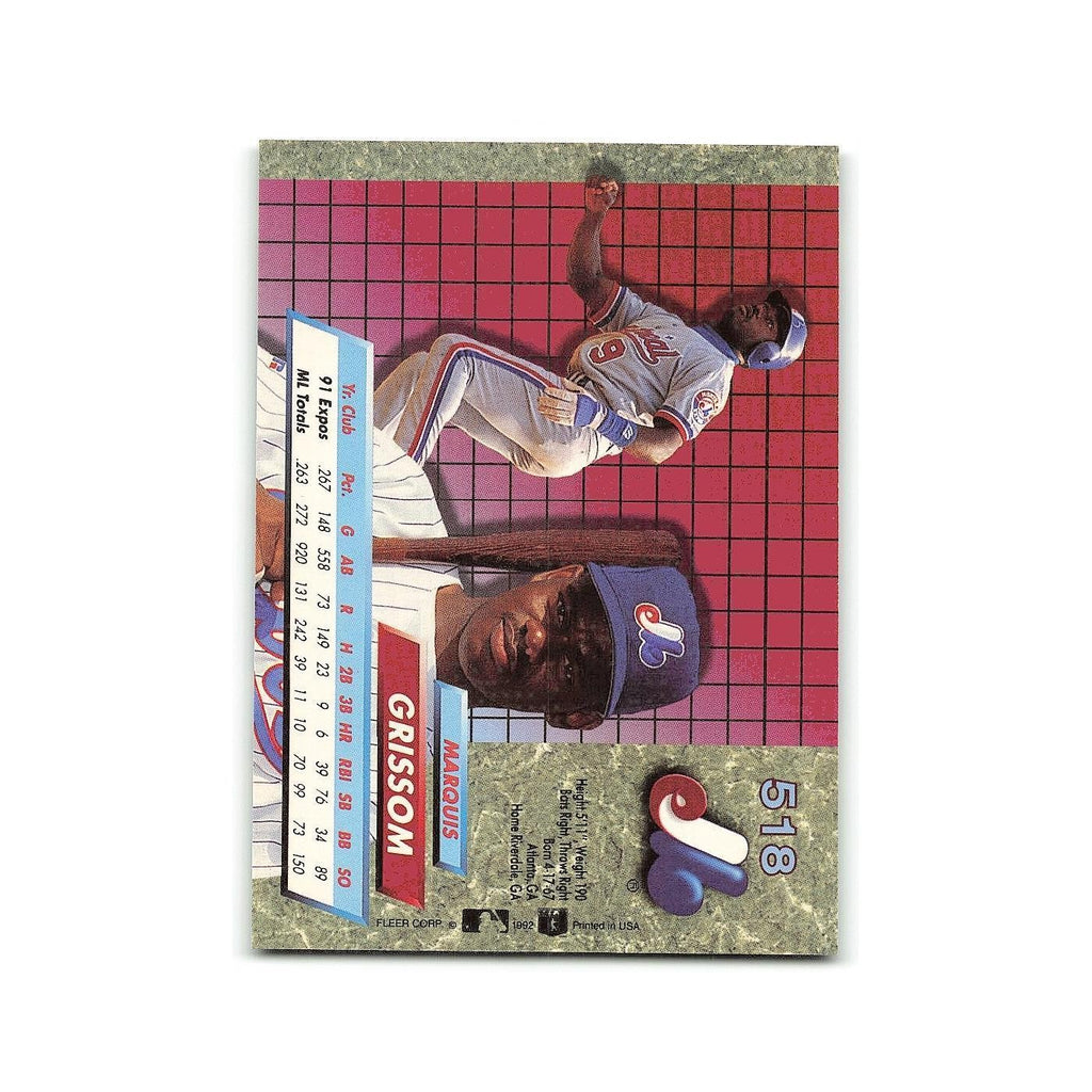 Marquis Grissom 1992 Fleer Ultra #518 Montreal Expos Baseball Card NM