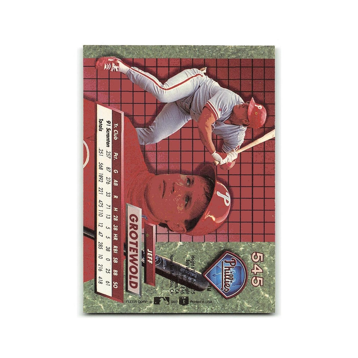 Jeff Grotewold Rookie 1992 Fleer Ultra #545 Philadelphia Phillies NM